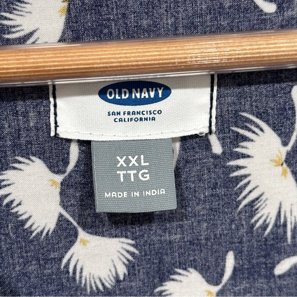 Old Navy jumpsuit XXL navy blue floral pocket tie waist short sleeve snap bodice - Picture 6 of 14